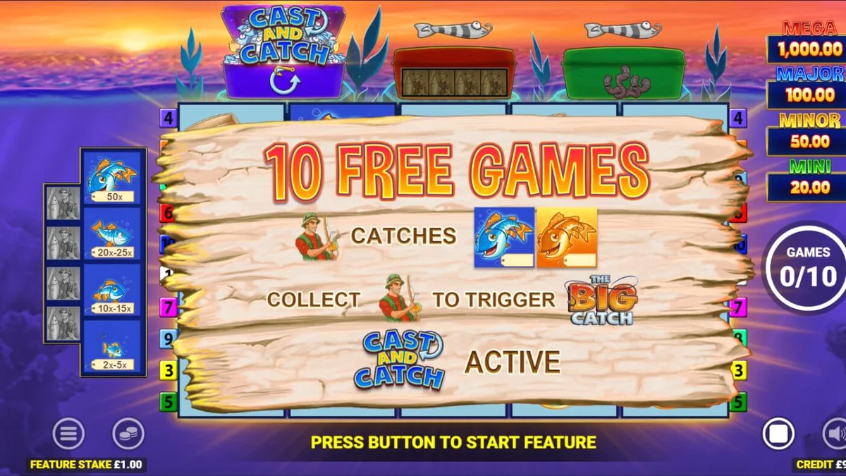 Tampilan visual slot Fishin Frenzy Lure Em In dengan elemen memancing yang ikonik