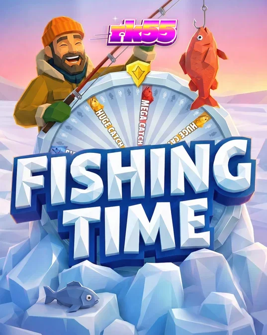 Pemandangan musim dingin yang tenang dalam permainan Fishing Time